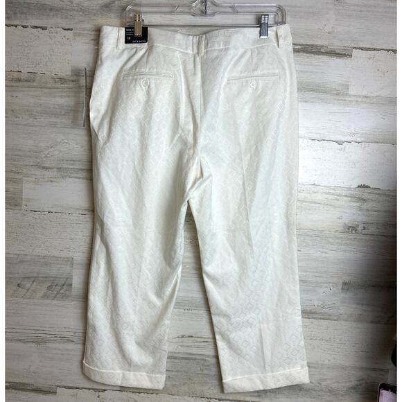 Zac & Rachel women's 12 slim crop white geometric pattern cotton new with tag0 - Picture 2 of 6
